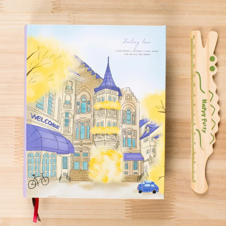 pu notebook beautiful page custom logo illustration book diary Korean creative hardcover notebook student stationery