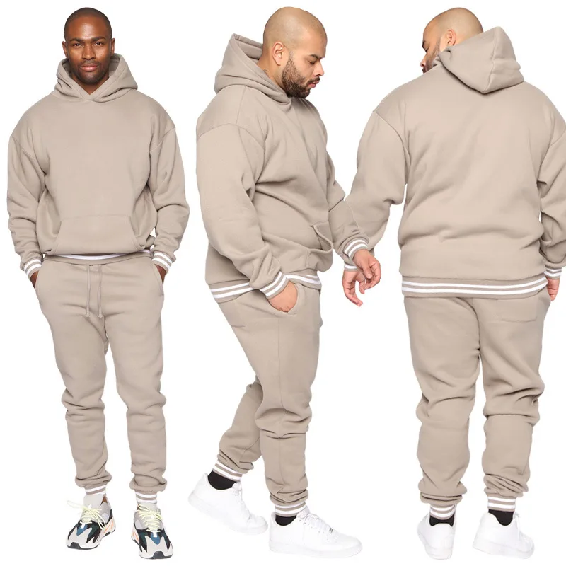 Wholesale sweatpants and hoodie set for men custom oversize 100% cotton 2 piece jogger set men tracksuit