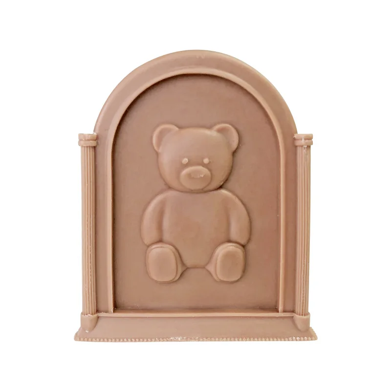 DIY Bear arch photo frame scented candle silicone mold Creative teddy bear home plaster drops glue