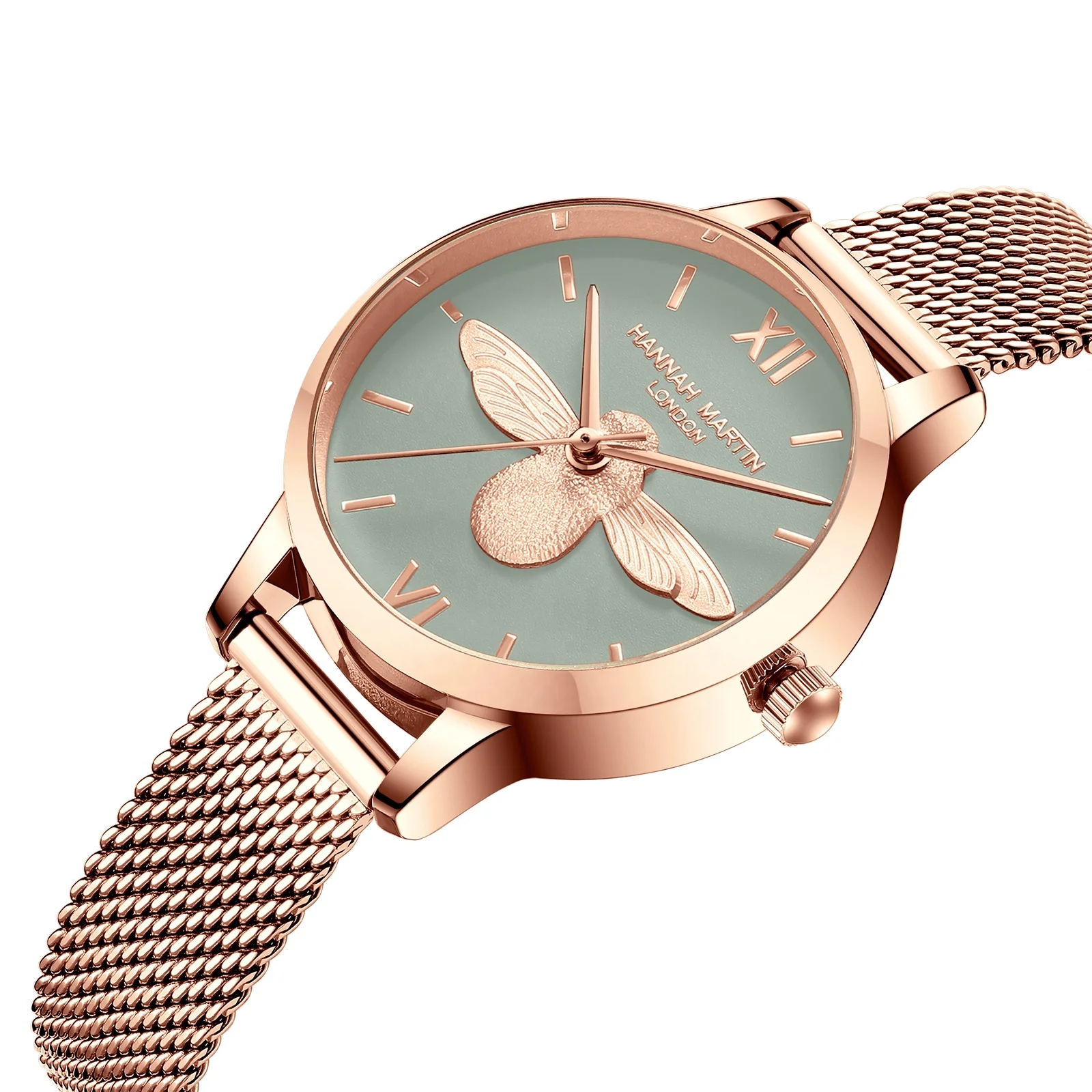Dropshipping Top Brand Luxury 2022 Designer Ladies 3D Bee Dial Rose Gold Girls Stainless Steel Bracelet Quart Women Watches