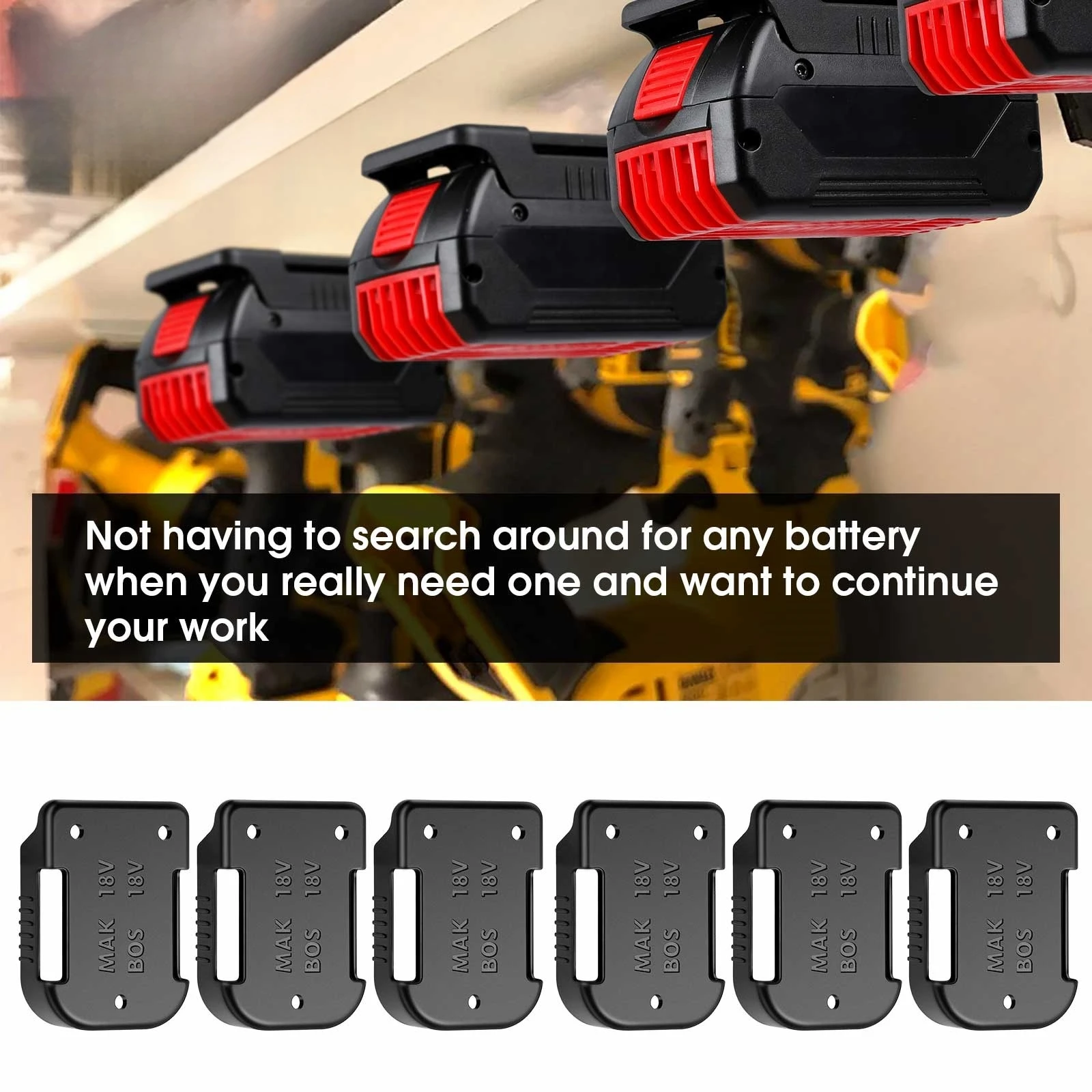 Urun Battery Holder Wall Mount for 14.4V and 18V Makit Bosch Mounts Storage Organiser Workshops
