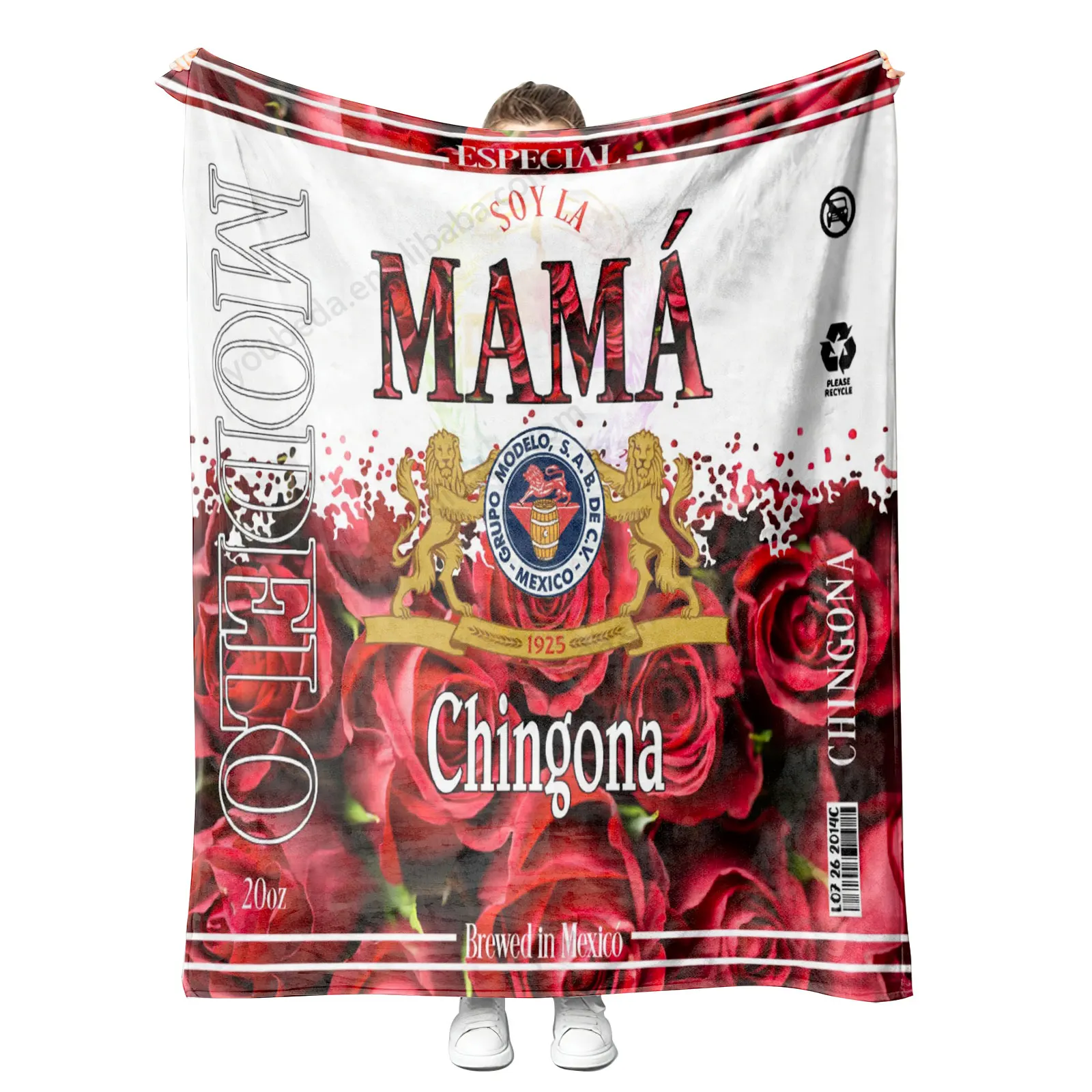 2024 Mom gift custom design Soy La Mama mas chingona vestido para mama de la novia printed flannel blanket