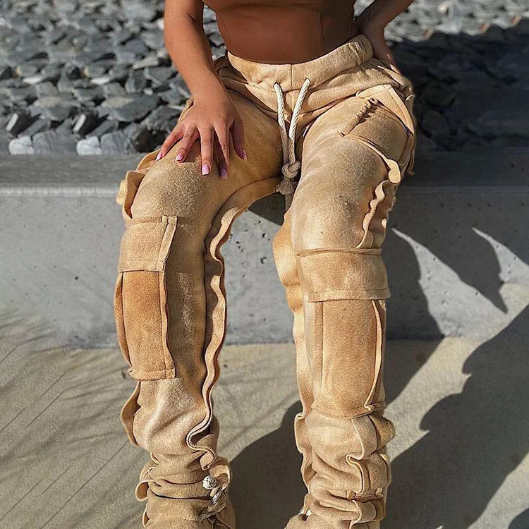 
 Европейский стиль, карго-срок 2021, комбинезоны, карго-штаны с карманами, женские брюки на шнуровке, женские тренировочные хлопковые брюки, спортивные штаны  