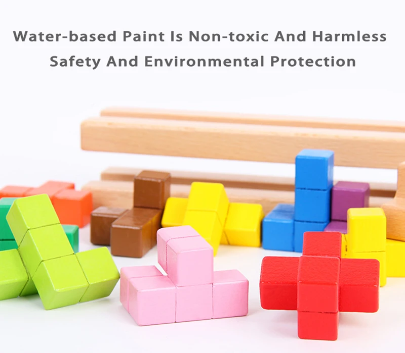 Wooden Stacking Toys Building Blocks  Montessori Educational Wooden Toys Logic Training Game Preschool Brain Toy