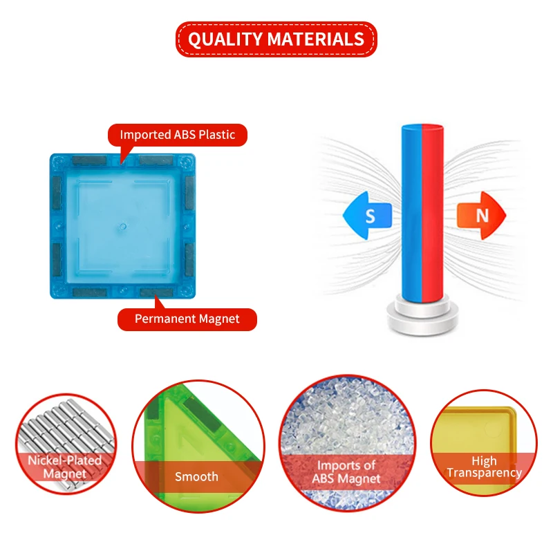 Factory directly supplier playmags ABS material toys for kids 3D Construction educational tiles Toys magnetic blocks