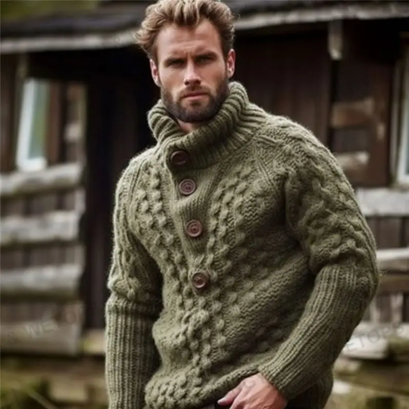 Производители одежды на заказ толстое пальто на пуговицах зимняя водолазка большого размера вязаные мужские свитера большого размера