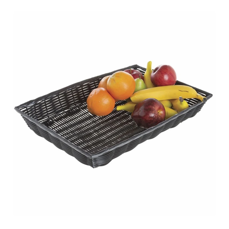 Yulin Jiafu Slanted Dark Brown Woven Plastic Rattan wicker Basket