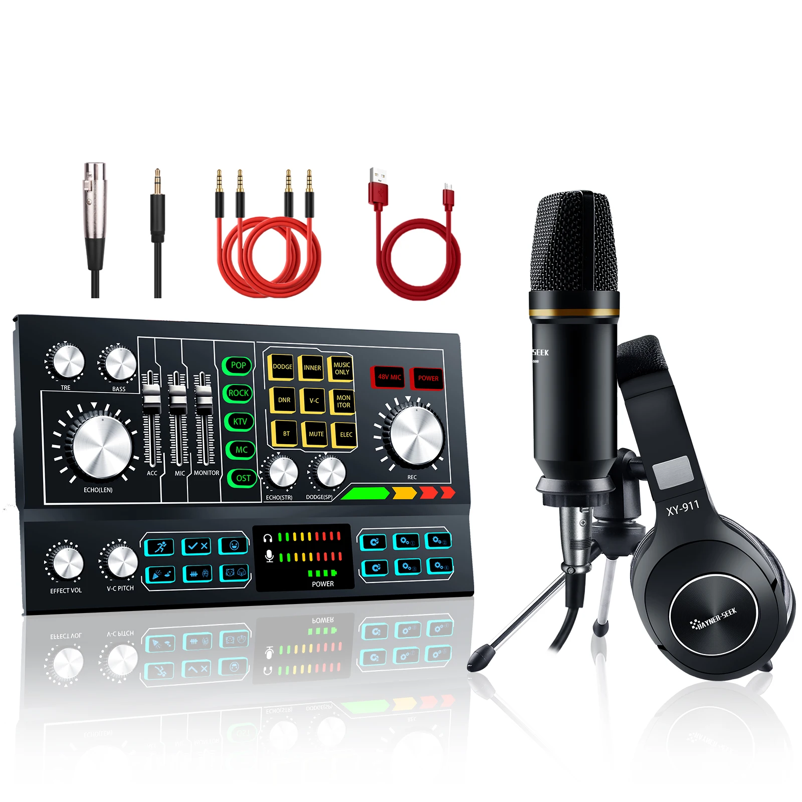 Sound Card Live v8 With Condenser Microphone And Headset For Broadcasting