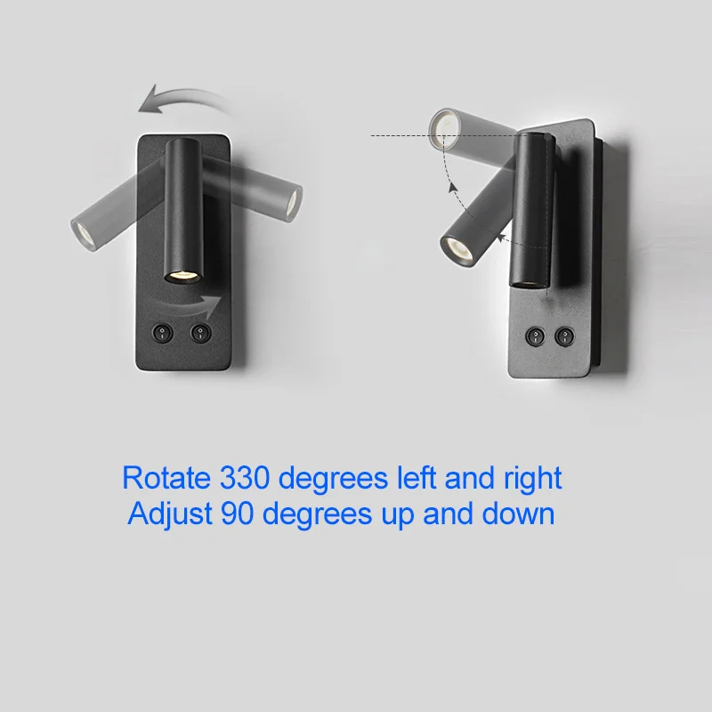 Hotel Project Bedside Adjustable  Surface Mounted Led Flexible Gooseneck Plug In Wall Lamp LED Reading Light For Bedroom