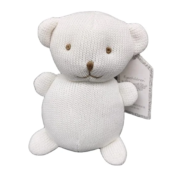 100% cotton knitting wool bear toys soft white bear doll toy  rabbit