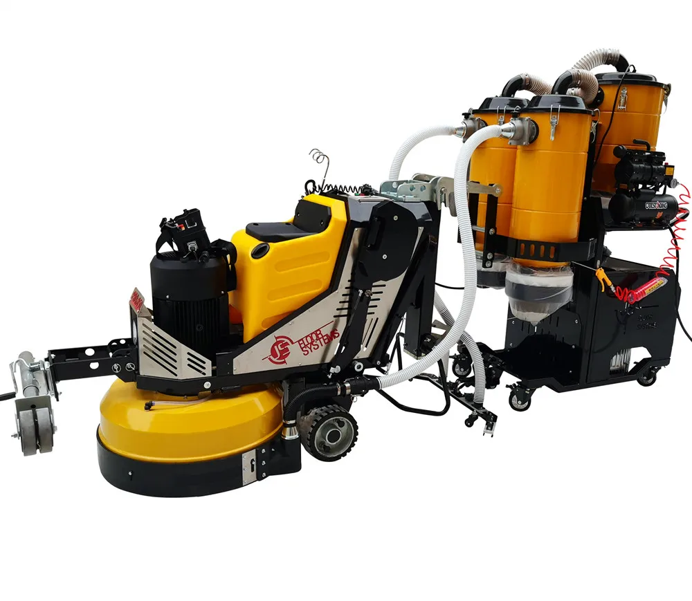 Self-propelled concrete floor grinder PRO850 attach industrial vacuum cleaner V9