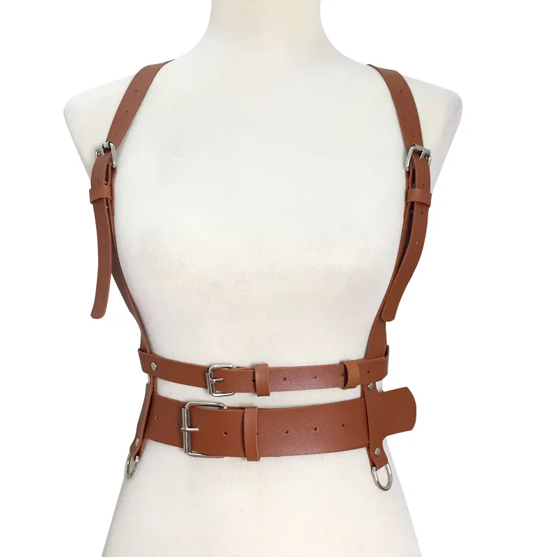 Wholesale Double Strap Waist Belt PU Leather Body Harness Belt For Women Strap Adjustable Waistband