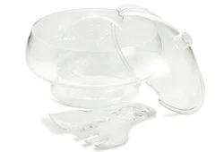 ZNK00001 Best Quality Clear Acrylic Salad Bowl on Ice with Lid and Fork