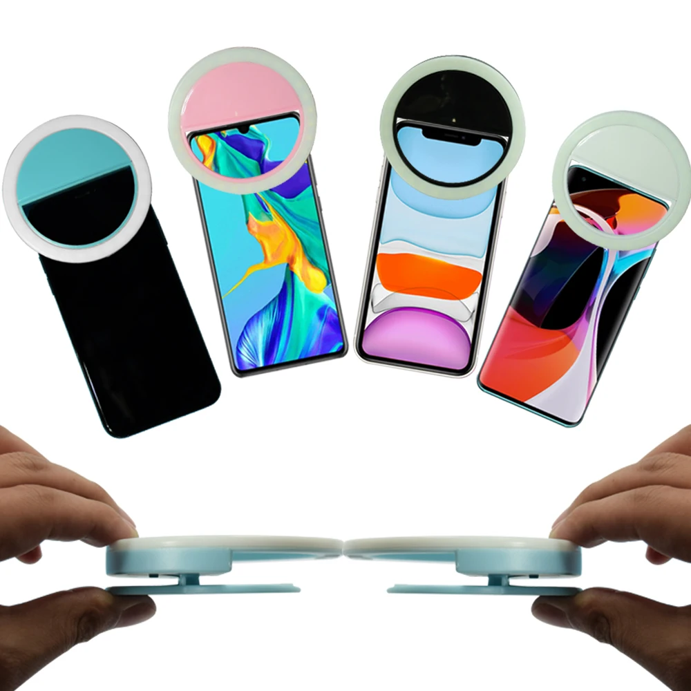 Portable Mini Pink Makeup Selfie LED Ring Flash Light Video Live Photography Fill Light Mobile Phone LED Selfie Ring Light