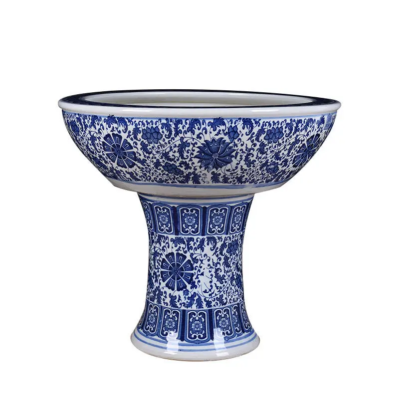 Factory direct sale Large flower pot or fish tank with blue pattern of Chinese style ceramics