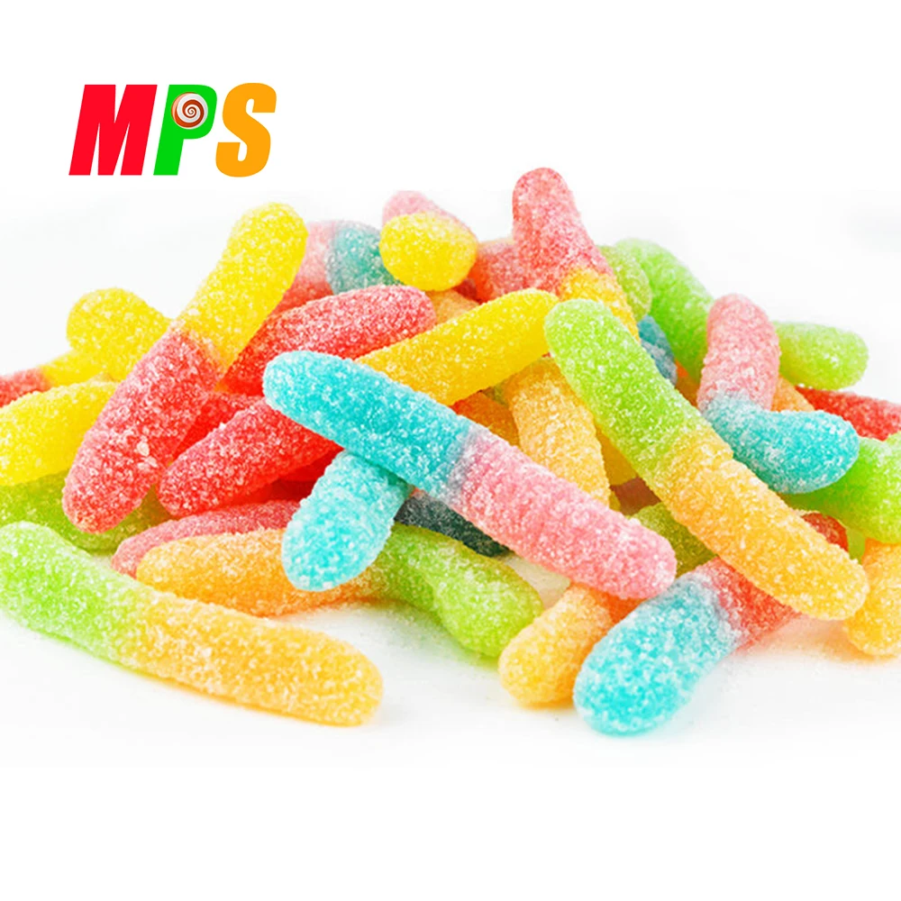 Оптовая продажа Кислая гуммистая червь халяльный дождевой гумминовые черви конфеты желе для ползания мягкие Сладости