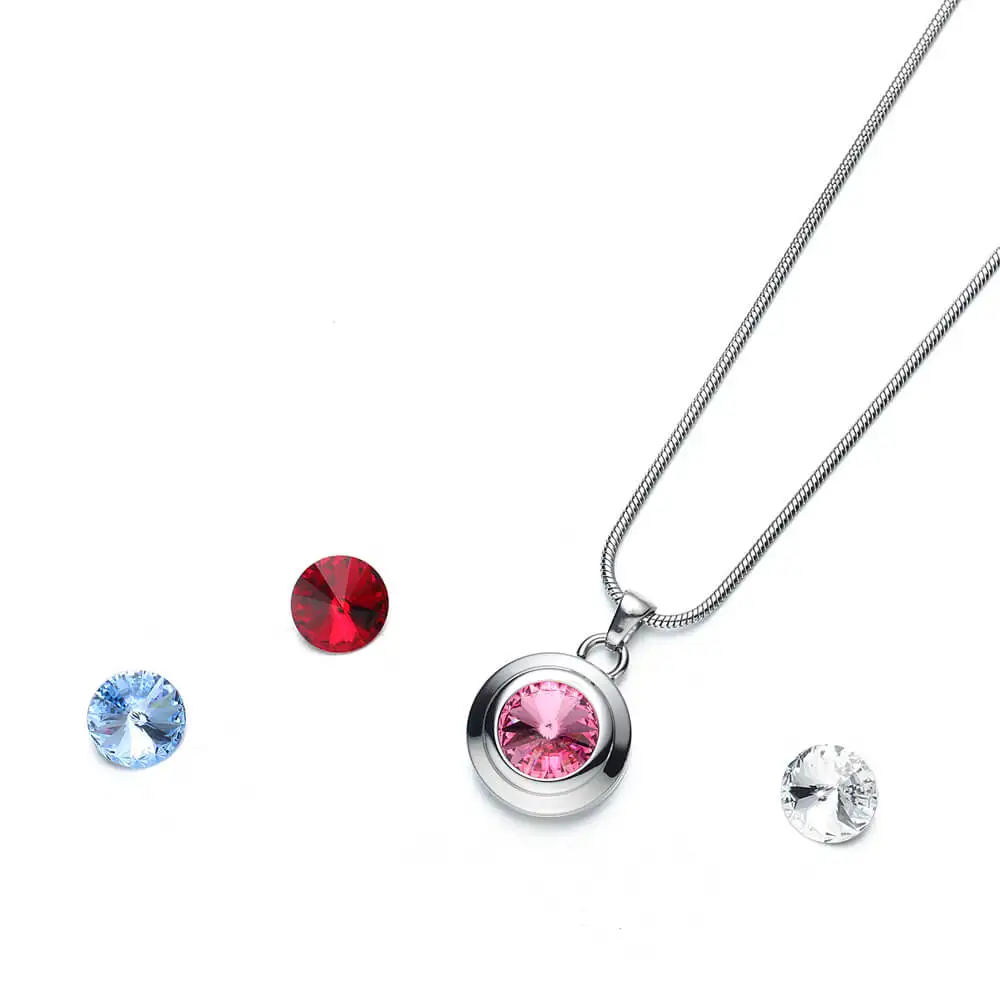 BioMagnetic Jewelry Stainless Steel Magnetic Necklace with Snake Chain Women Crystal Necklace