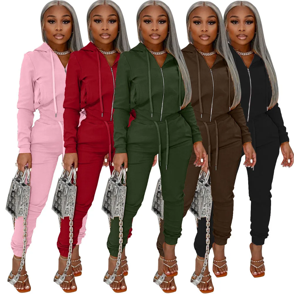 2021 Winter Fall Fashion Women Clothes Hoodie Zipper Sweatshirt Women Sets Two Piece Pants Jogging Outfits