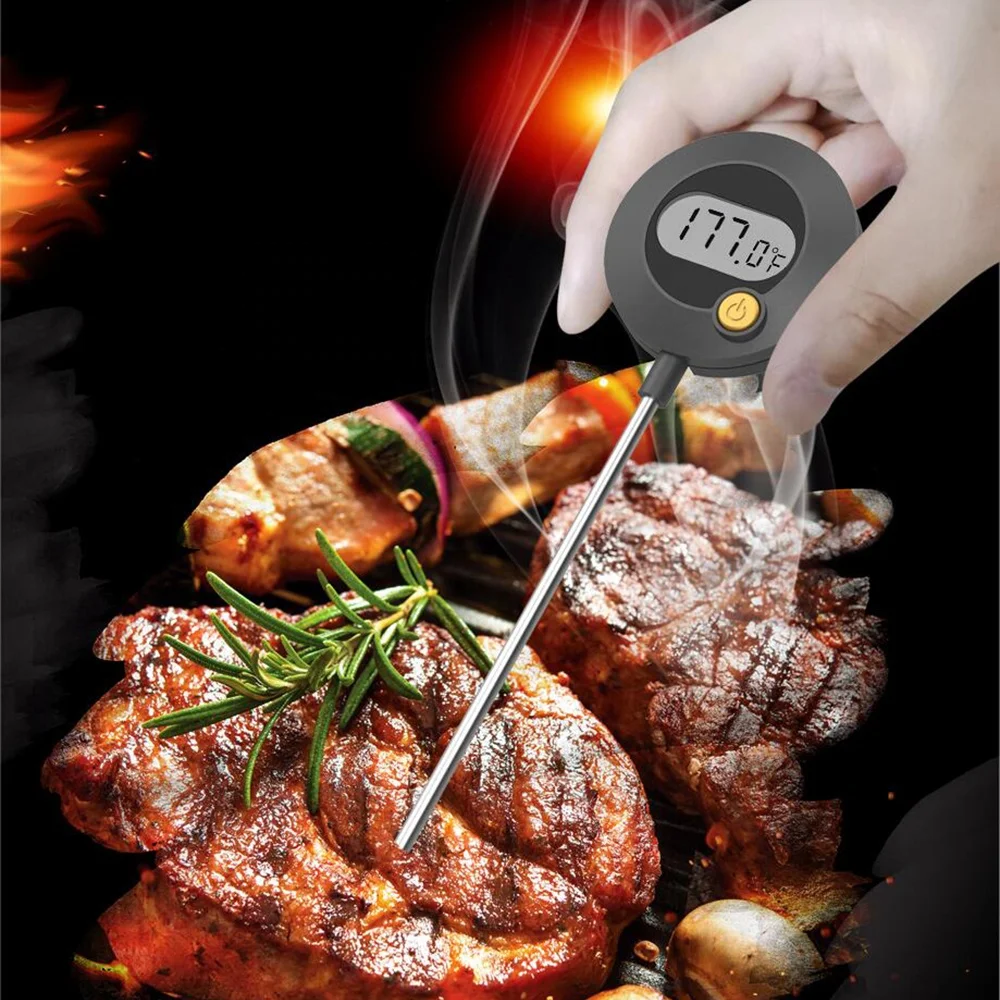 ABS Circular LCD Display Stainless Steel Probe Kitchen Use Digital Food Thermometer