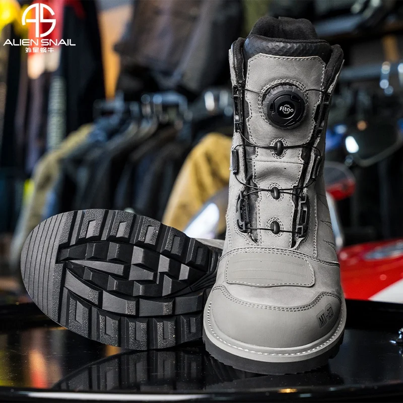ALIEN SNAIL Retro Cruise Motorcycle Boots Men Travel Leisure Knob Adjust Shoes Waterproof Moto Winter Warm Protective Boots