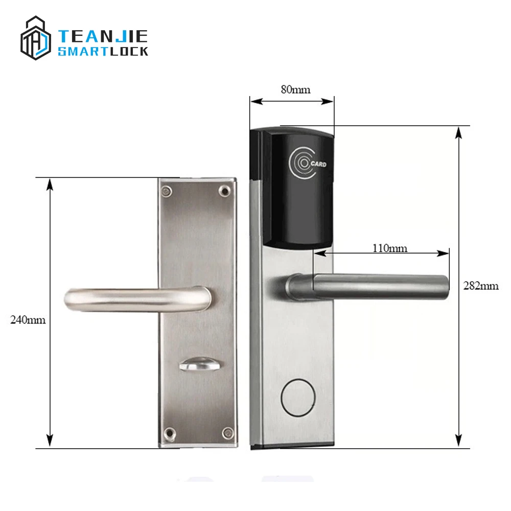 Euro Mortise Stainless Steel Electronic Intelligent RFID Hotel Door Lock System
