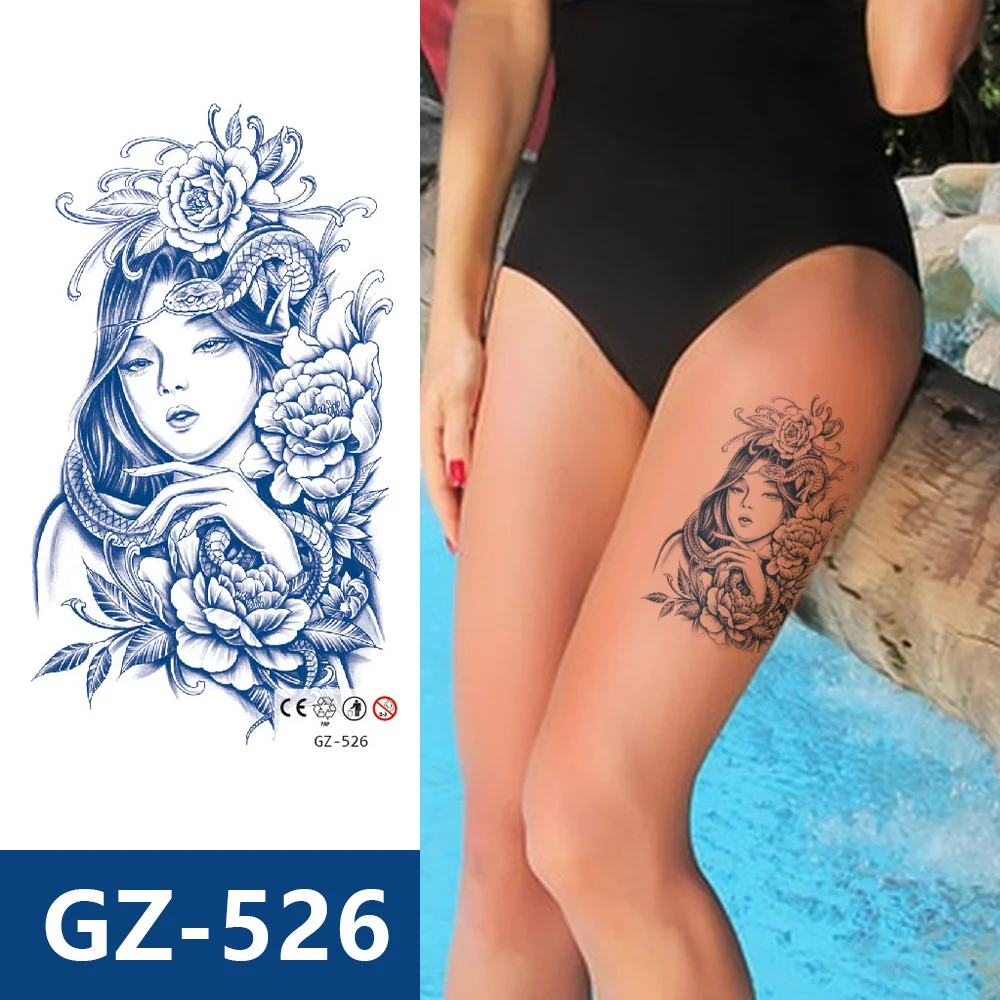 Semi Permanent Tattoo GZ Series Flower Design Temporary Tattoo Long Lasting Sexy Chest Arm Tattoo Sticker