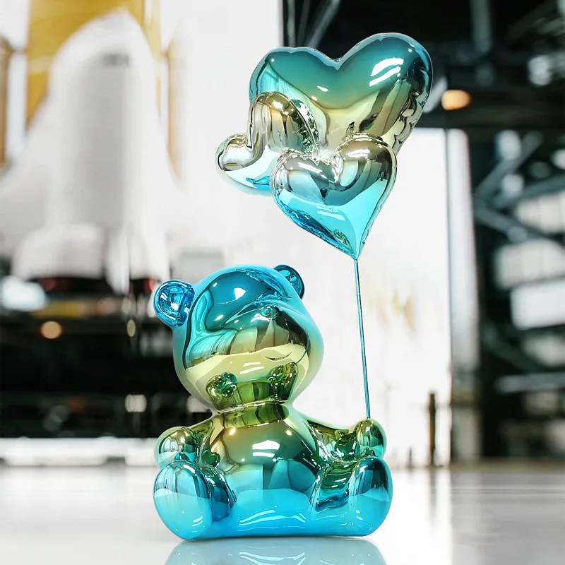 Manufacturers Wholesale Creative Balloon Bear Ornaments Electroplating Cute Bear Living Room Home Decorations Light Luxury