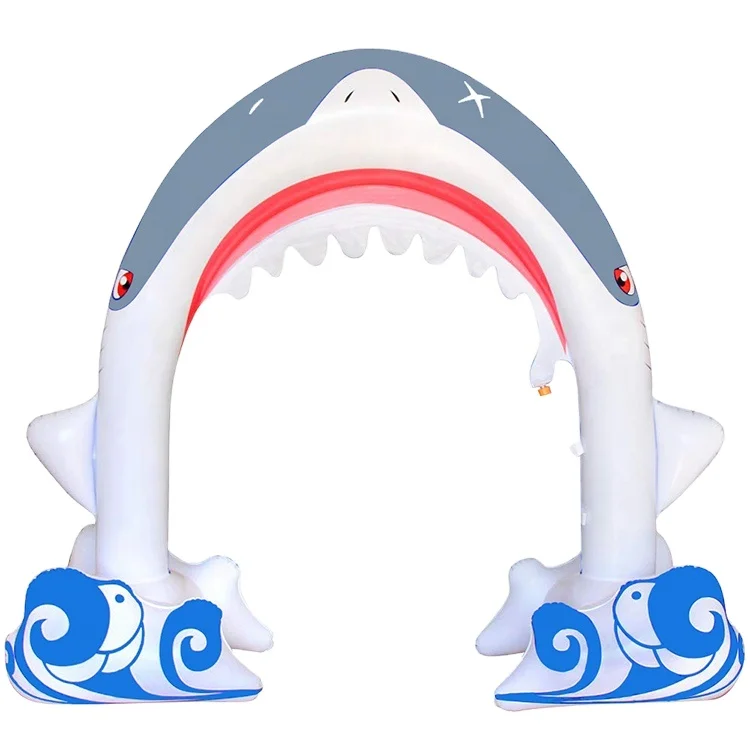 LC Water Play Summer Fun Water Toy Sprinkler Kids Inflatable Water Sprinkler Inflatable Shark Arch
