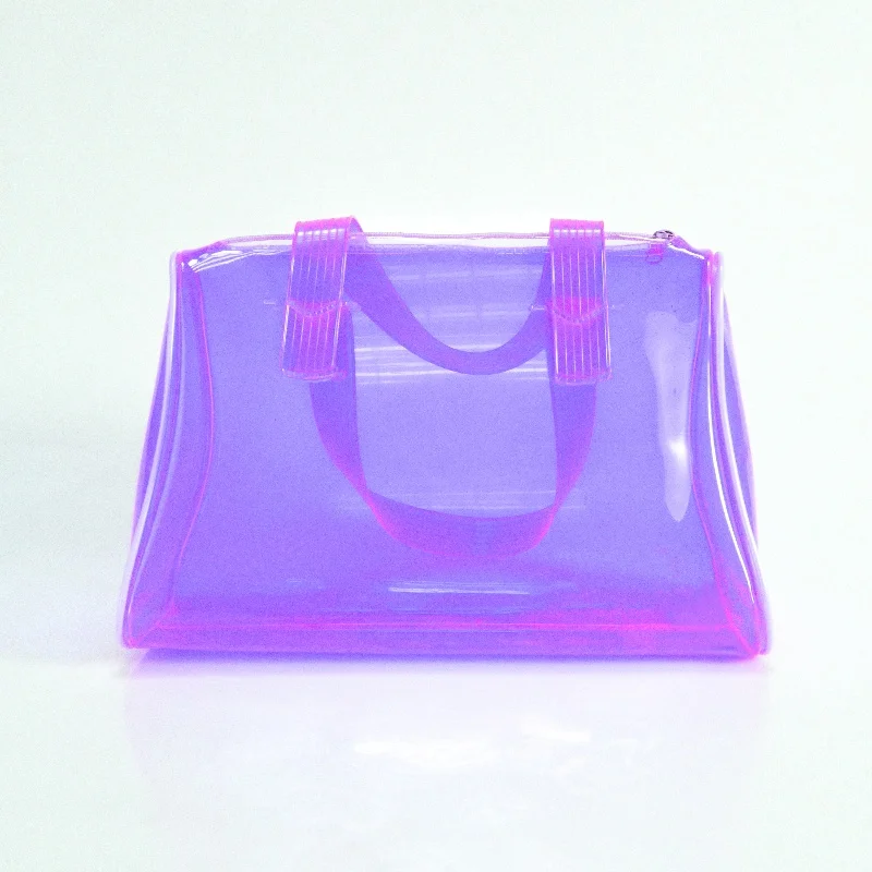 Wholesale Reusable Waterproof Pvc Clear Plastic 2 Handles Travel Zipper Handbags Plastic Christmas Gift Bags Shoulder Bags