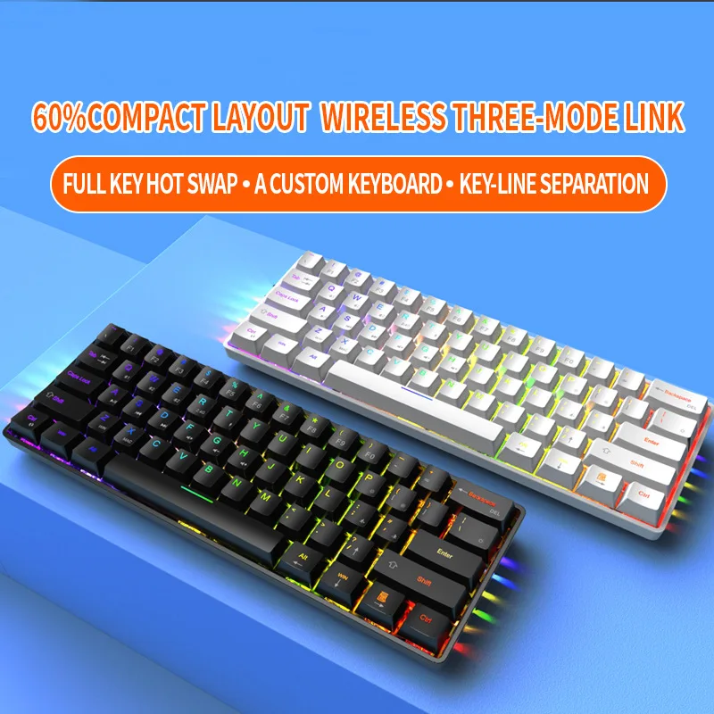 Russian mechanical keyboard 61 key cross-border new stock wired Bluetooth wireless computer laptop game keyboard