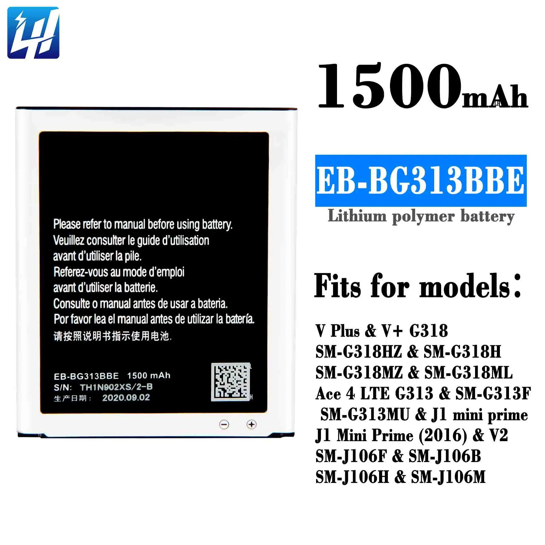 EB-BG313BBE 1500mAh G318 Ace 4 LTE G313 J1 mini prime 2016 V2 J106 Mobile phone battery for Samsung Galaxy V Plus