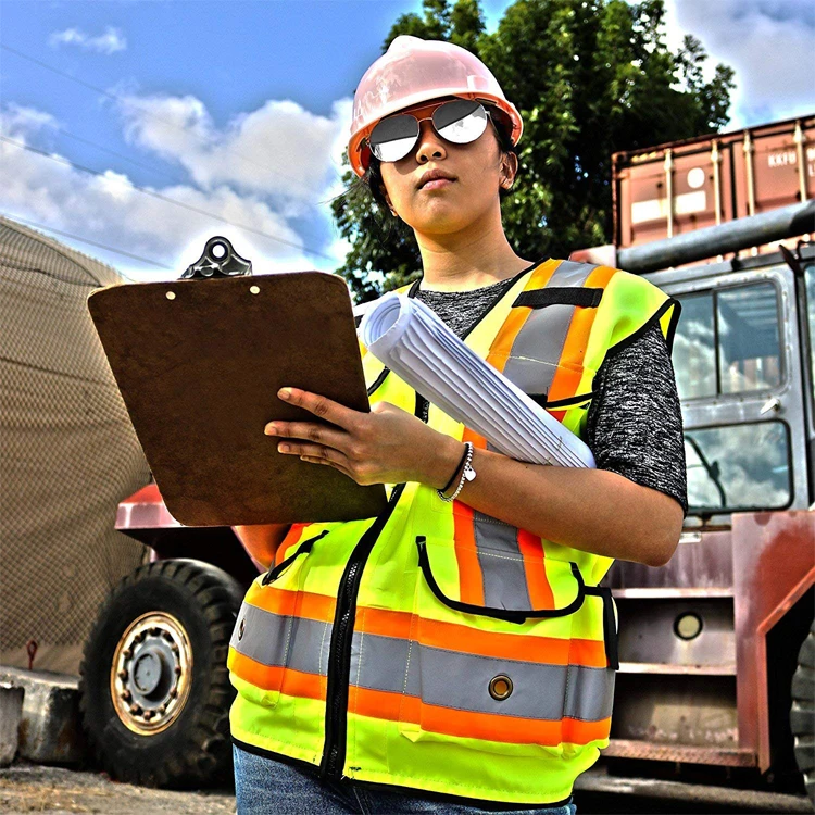 Custom 100% Polyester Lime Green Reflective Safety Vest ANSI CLASS 2 High Visibility Mesh Safety Vest