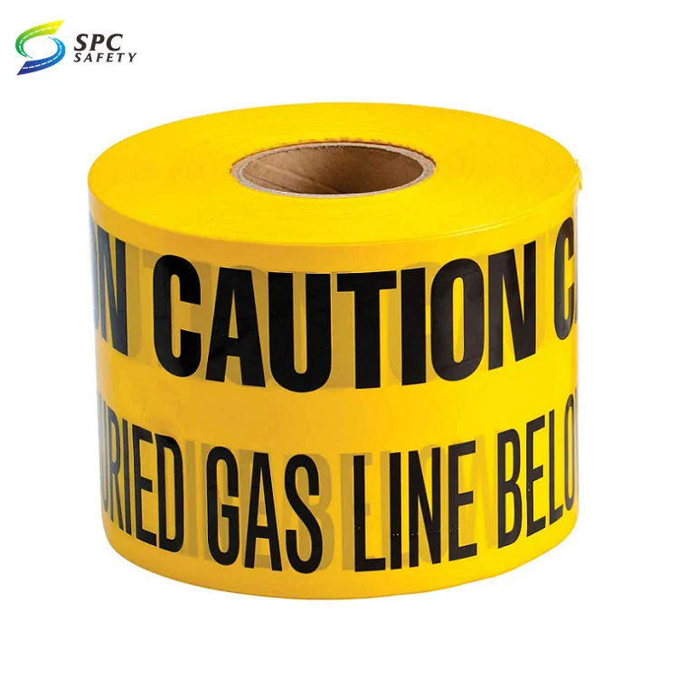 Durable Construction Blue Underground Utility Cable Wire Continuous Warning Marking Tape Buried Water Line Below Caution Tapes