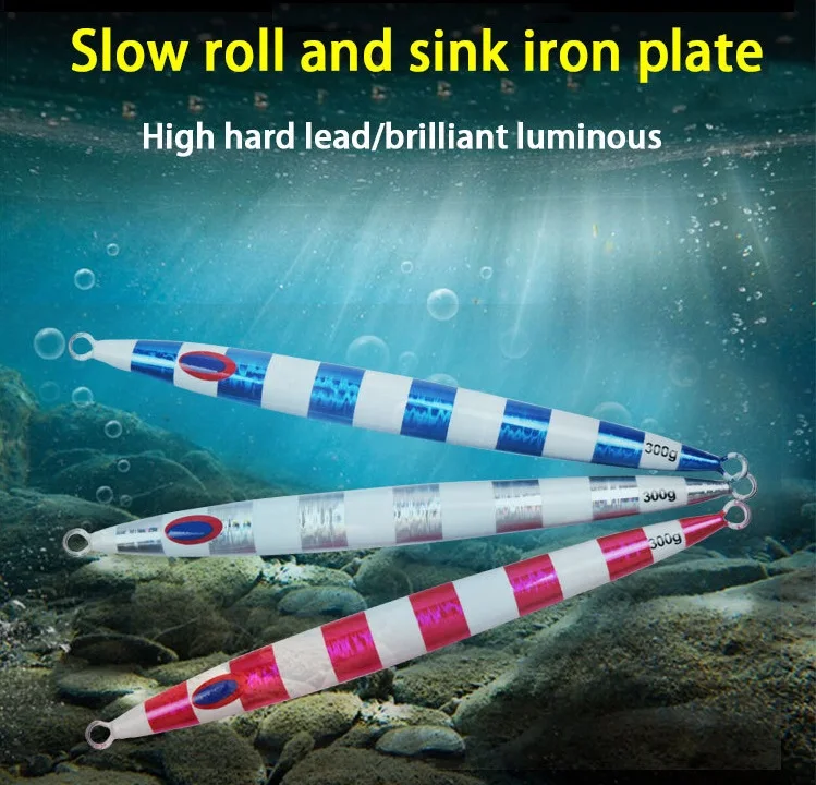 100g 150g 200g 250g 300g 400g 500g 600g 750g  Metal fishing lure fast sinking luminous glow vertical lead jig jigging lures B06