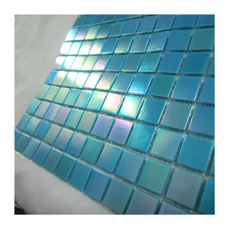 Bathroom shower spa iridescent tile mosaic hot melt square iridescent glass mosaic tile