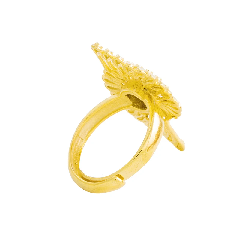 Hongyu Fine Jewellery Dubai 24K Gold Plating Copper Flower Ring Fashion Wedding Engagement Gold Finger Ring Design for Women R60