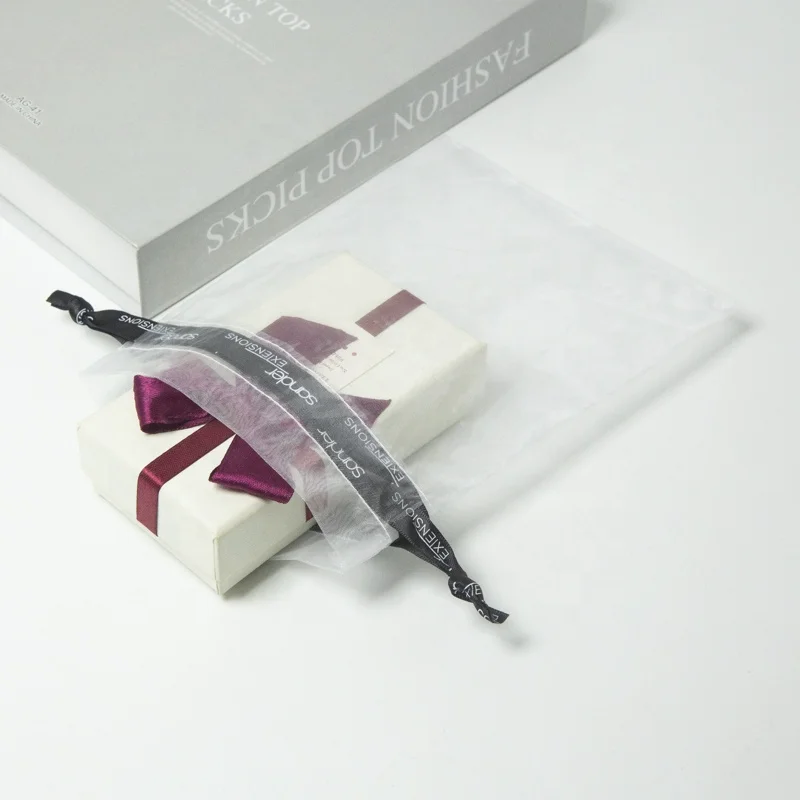 Custom Logo Drawstring Gift Packaging Pouch Mesh Packaging Organza Bag