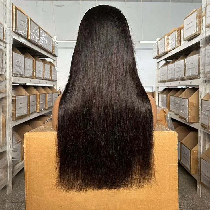 250 Density Raw Human Hair Wigs 40 Inch Vietnamese Raw Double Drawn Bone Straight Wig 360 Full He Frontal Lace Human Hair Wig