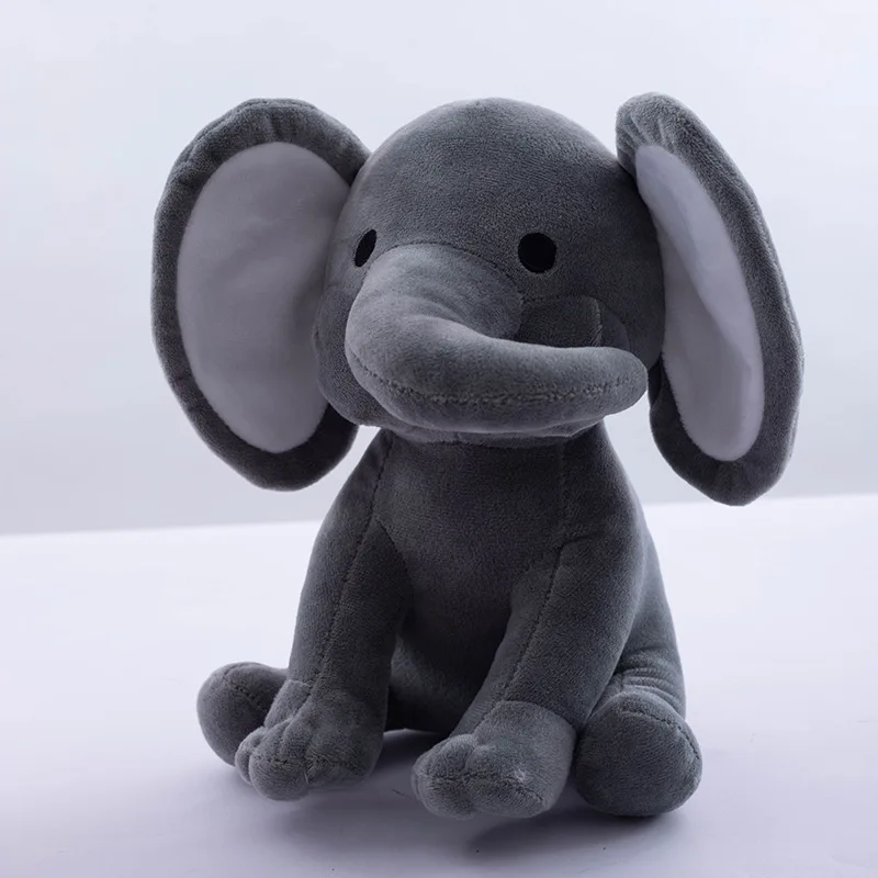 Crooked nose big ears custom plush elephant toy with bow