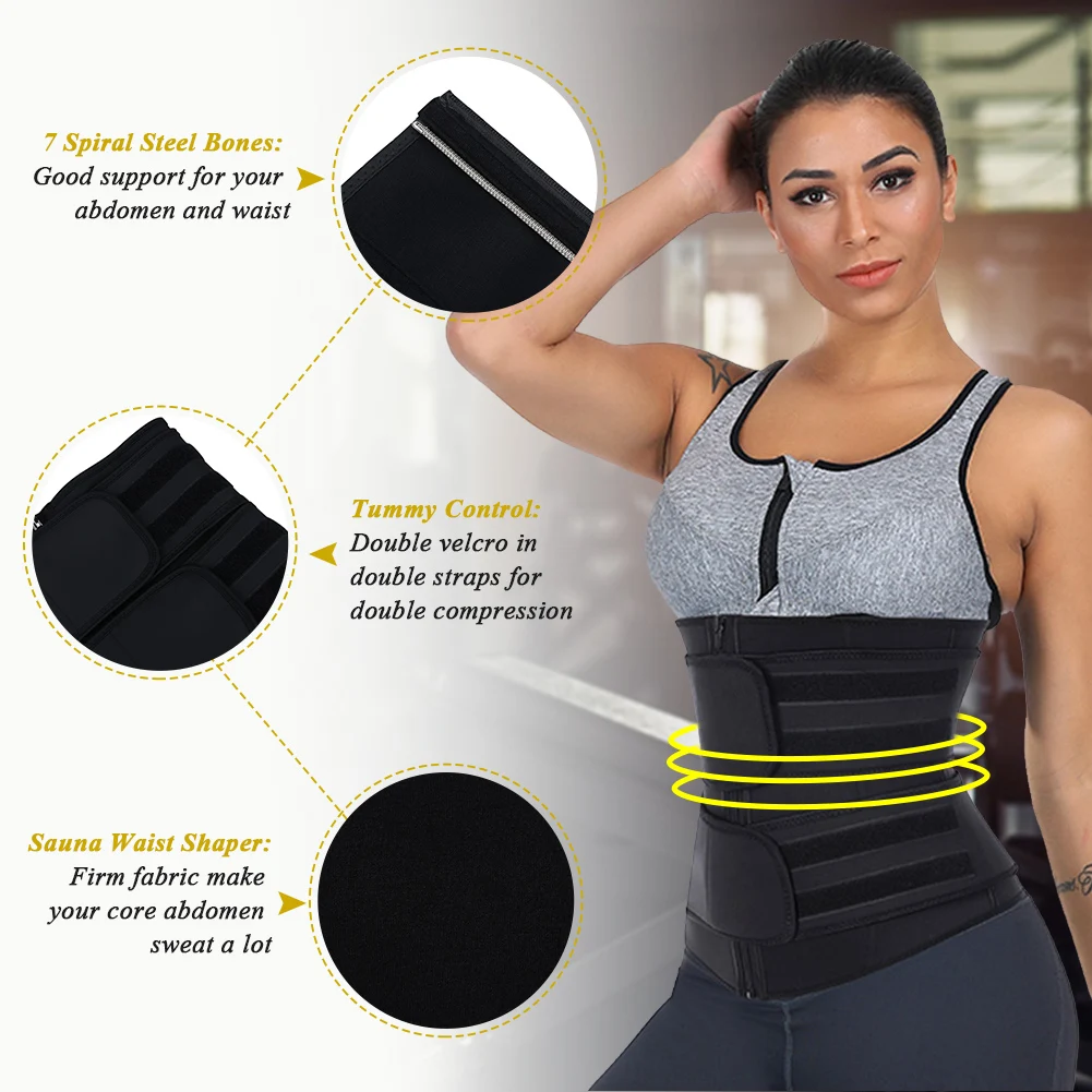 
Wholesale Body Shaper 7 Steel Boned Black Big Size Latex Waist Slimmer With Sticker Enhancer 