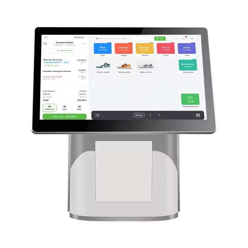 Good Quality Pos System Machine Dual-Screen Cash Register Machine 2GB+32GB 15.6 +11.6 inch All-in-One POS Machine
