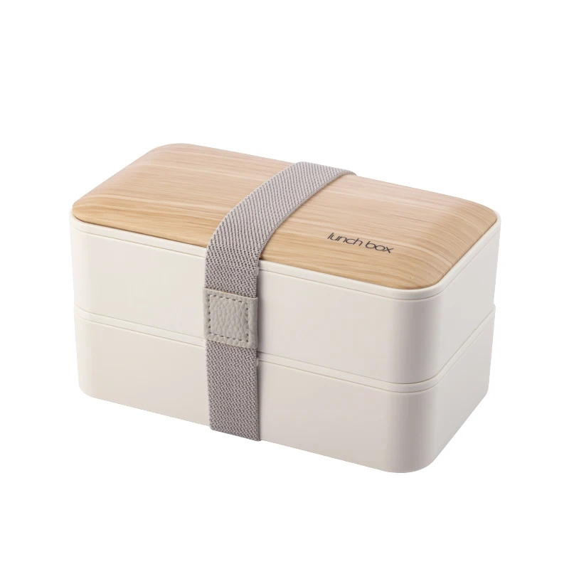 Japanese style simple insulation 2 layer bamboo lunch box lakeproof food container