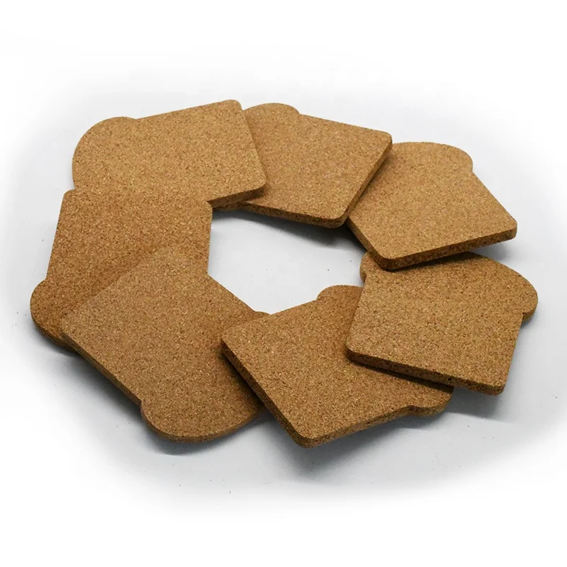 Funny Bread Shape Blank Design Custom Logo Cheap High Quality Cork Coaster Set for Home Daily Use