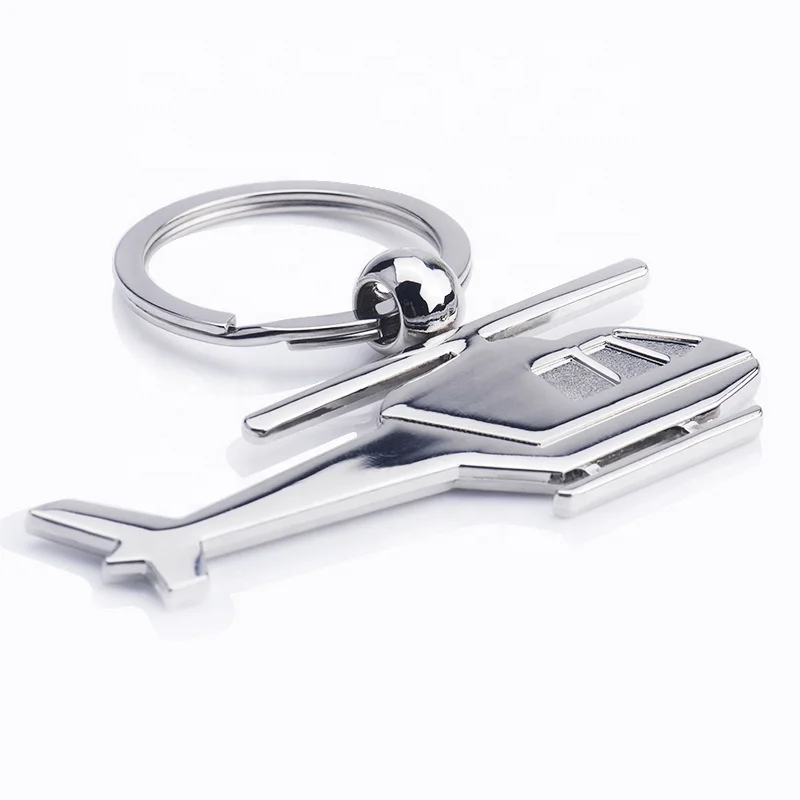 Creative 3D metal air plane silver helicopter key buckle small gift key ring keychain