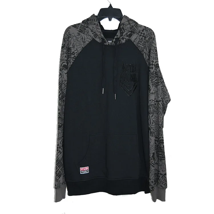 
MENS COTTON POLYESTER FLEECE PRINTED AND EMBROIDERED REGLAN SLEEVE PULLOVER 