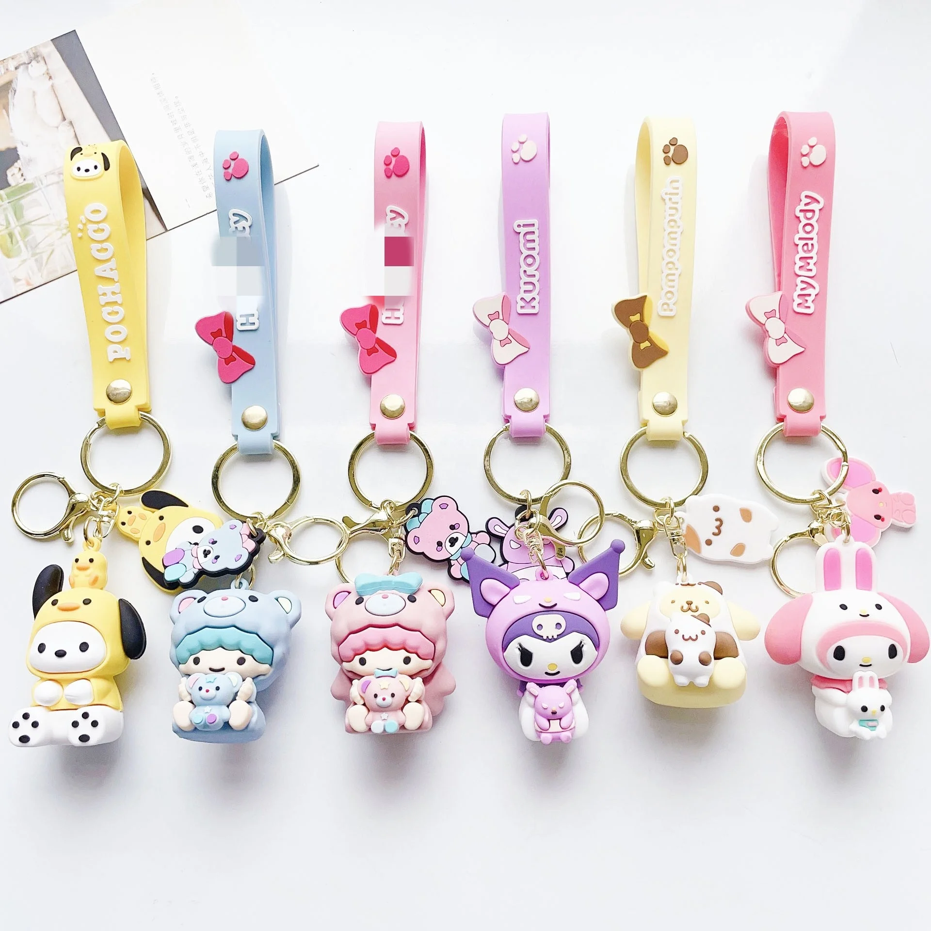 Пользовательские sanrio мультфильм 3d ПВХ резиновые брелки Cinnamoroll кулон брелок для рекламных подарков автомобиля Брелки