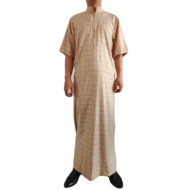 Лидер продаж, модный мужской молитвенный халат с коротким рукавом, мусульманская одежда