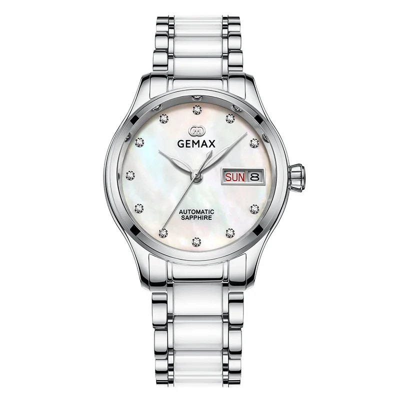 Newest classic lady ceramic automatic watch women mechanical diamond wristwatch