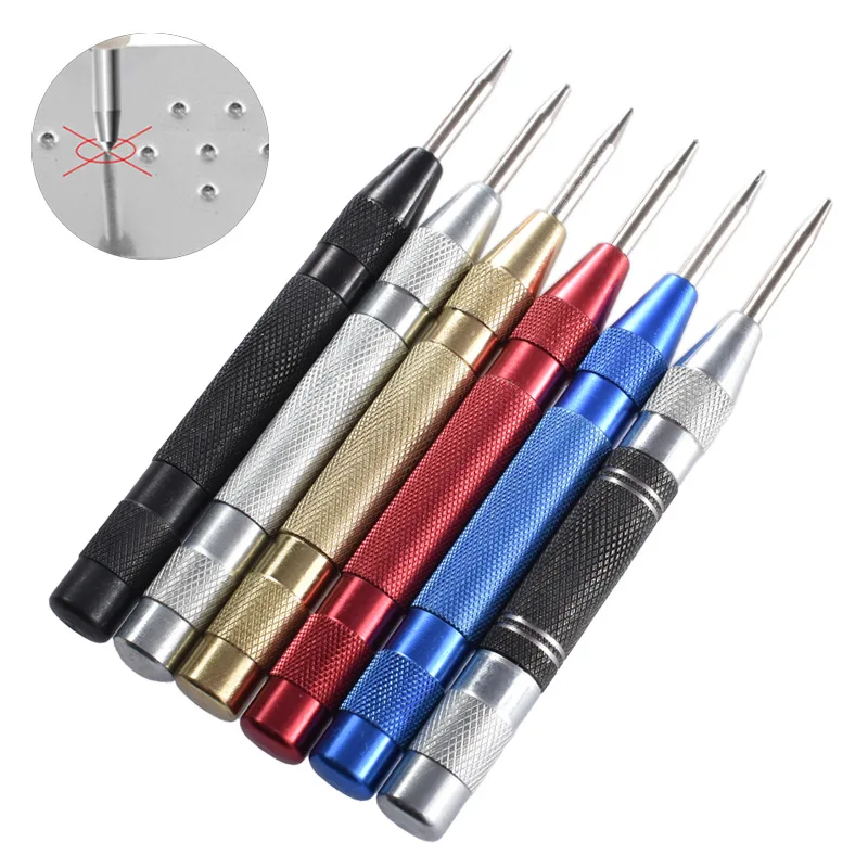 Hicen Automatic Center Pin Punch Spring Loaded Marking Starting Holes Tool Wood Press Dent Marker Woodwork Tool Drill Bit
