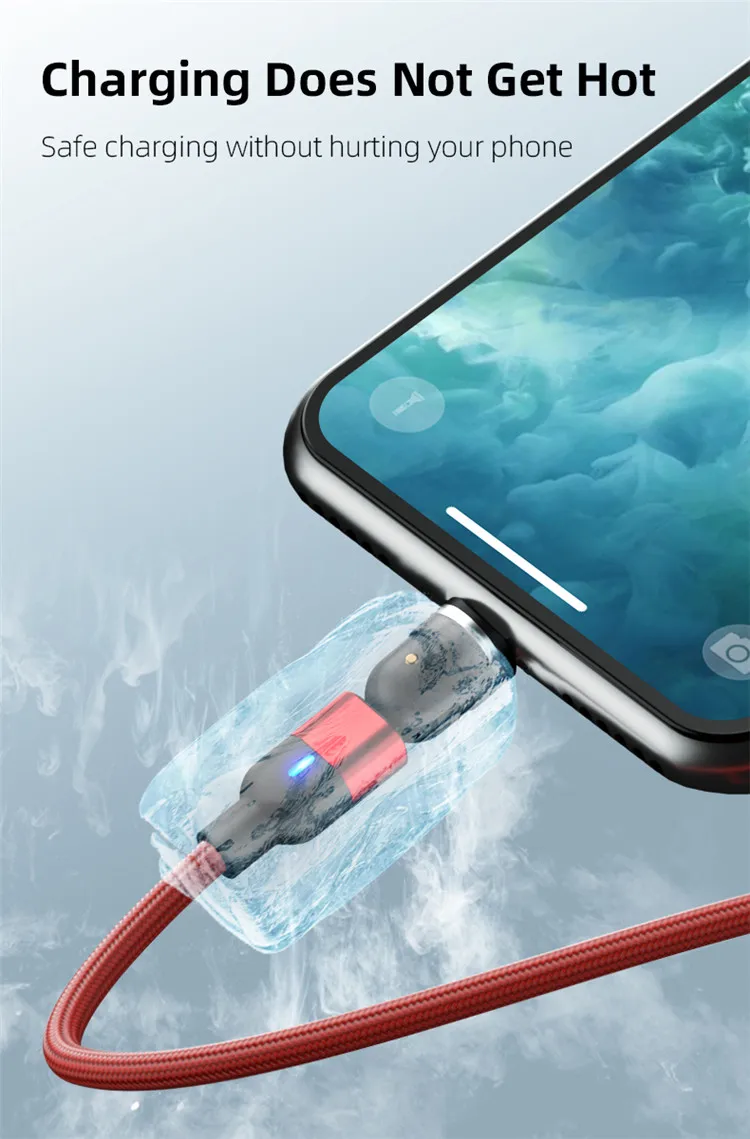 3 In 1 Magnetic Phone Cable 180 degree Rotational USB 3A Cable Quick Charge QC 3.0 Fast Charging Data Cable